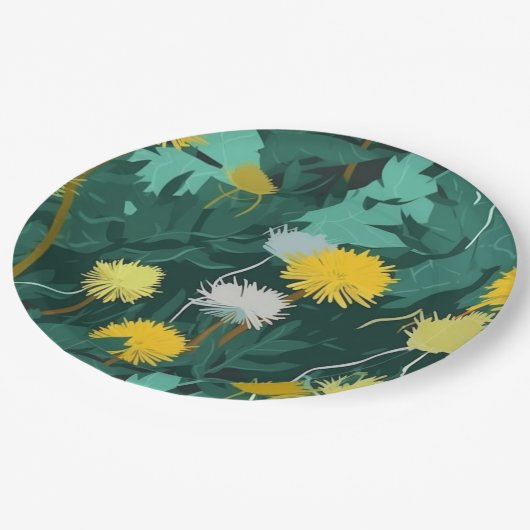 Summer Yellow Dandelions Papieren Bordje (Gekanteld)