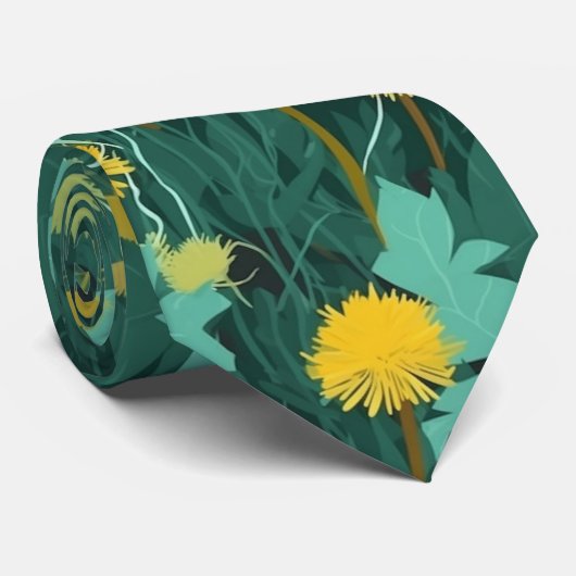 Summer Yellow Dandelions Stropdas (Opgerold)