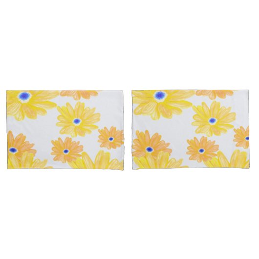 Summer Yellow Floral  Kussensloop (Voorkant-Set)