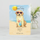 Summer Yellow Lab Beach Party Invitation Feestdagenkaart (Staand voorkant)