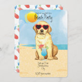 Summer Yellow Lab Beach Party Invitation Feestdagenkaart (Voorkant / Achterkant)