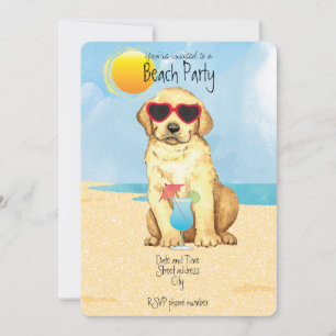 Summer Yellow Lab Beach Party Invitation Feestdagenkaart