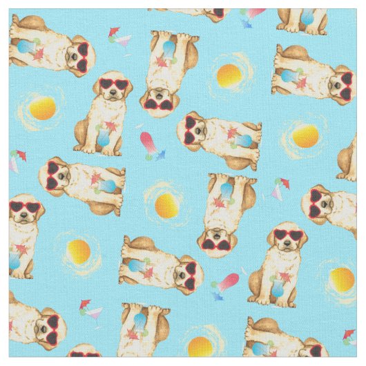 Summer Yellow Lab Fabric Stof (Close Up)