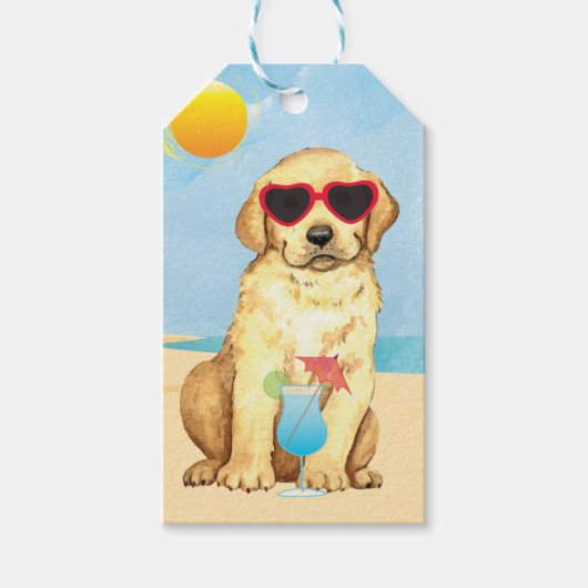 Summer Yellow Lab Gift Labels Cadeaulabel (Voorkant)