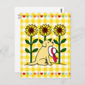 Summer Yellow Labrador met zonnebloemen Briefkaart (Voorkant / Achterkant)