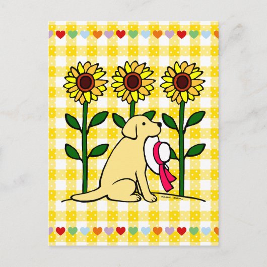 Summer Yellow Labrador met zonnebloemen Briefkaart (Voorkant)