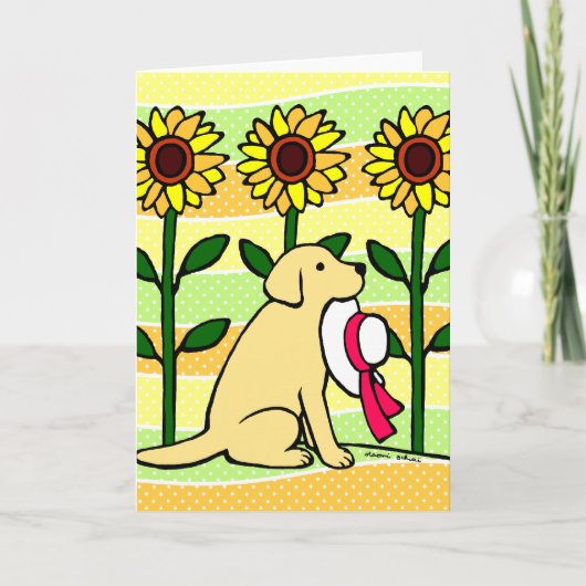 Summer Yellow Labrador met zonnebloemen Kaart (Voorkant)