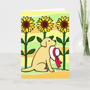 Summer Yellow Labrador met zonnebloemen Kaart