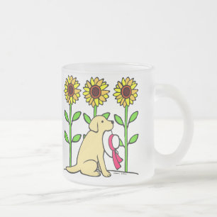 Summer Yellow Labrador met zonnebloemen Matglas Koffiemok