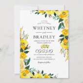 Summer Yellow Lemon Floral Wedding Kaart (Voorkant)