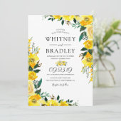 Summer Yellow Lemon Floral Wedding Kaart (Staand voorkant)