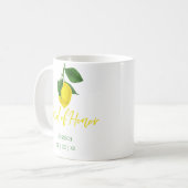 Summer Yellow Lemon Monogrammed Maid of Honor | Koffiemok (Voorkant links)