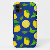 Summer Yellow Lemons met Royal Blue Pattern Case-Mate iPhone Case (Achterkant)