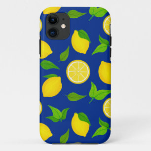 Summer Yellow Lemons met Royal Blue Pattern Case-Mate iPhone Case