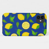 Summer Yellow Lemons met Royal Blue Pattern Case-Mate iPhone Case (Achterkant (horizontaal))