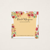Summer Yellow Pink Red Floral Earring Display Vierkante Visitekaartjes (Voorkant)