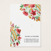 Summer Yellow Pink Red Floral Earring Display Visitekaartje (Achterkant)