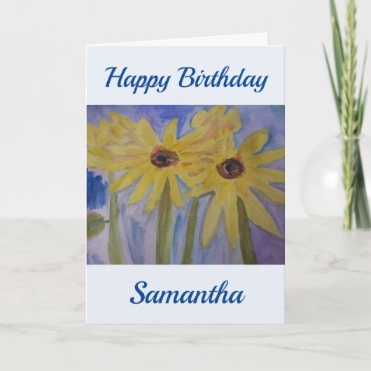 Summer Yellow Sunflower Birthday Kaart (Voorkant)