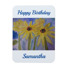 Summer Yellow Sunflower Birthday Magneet