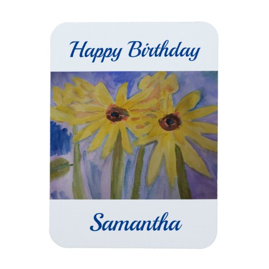 Summer Yellow Sunflower Birthday Magneet (Verticaal)
