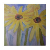 Summer Yellow Sunflower Ceramic Tile Tegeltje (Voorkant)