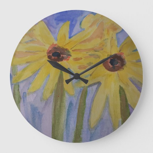 Summer Yellow Sunflower Clock Grote Klok (Voorkant)