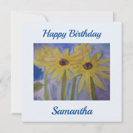 Summer Yellow Sunflower Flat Birthday Kaart