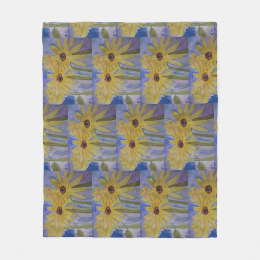 Summer Yellow Sunflower Fleece Deken (Voorkant)