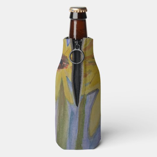 Summer Yellow Sunflower Flesjeskoeler (Fles Achterkant)