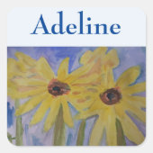 Summer Yellow Sunflower Gepersonaliseerd Vierkante Sticker (Voorkant)