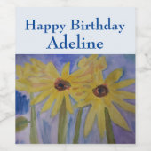 Summer Yellow Sunflower Gepersonaliseerd wijnlabel Wijn Etiket (Enkel label)