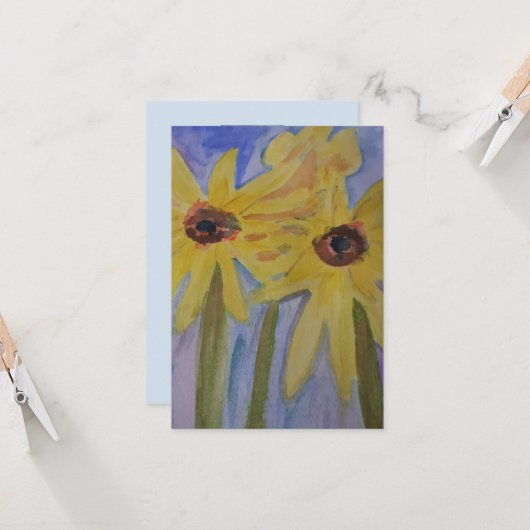 Summer Yellow Sunflower Kaart (Voorkant / Achterkant in situ)