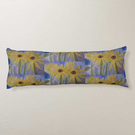 Summer Yellow Sunflower Lichaamskussen (Achterkant)