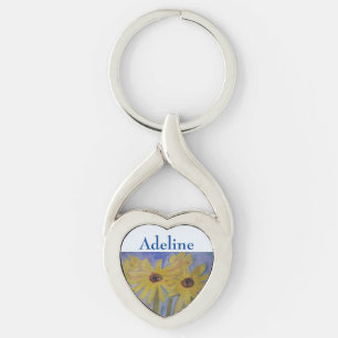 Summer Yellow Sunflower Metal Key Ring Sleutelhanger