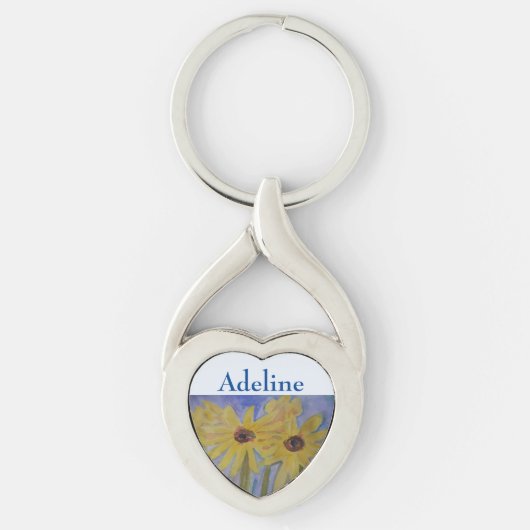 Summer Yellow Sunflower Metal Key Ring Sleutelhanger (Voorkant)