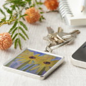 Summer Yellow Sunflower Premium Key Ring Sleutelhanger (Zijkant)