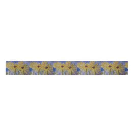 Summer Yellow Sunflower Ribbon Satijnen Lint (Voorkant)