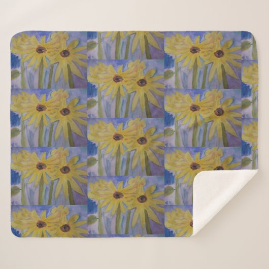 Summer Yellow Sunflower Sherpa Blanket Deken (Voorkant (horizontaal))
