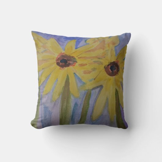 Summer Yellow Sunflower Throw Cushion Kussen (Voorkant)