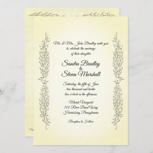 Summer Yellow Wedding Invitation Kaart (Voorkant / Achterkant)