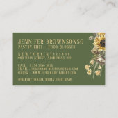 Summer Yellow Wood Rolling Pin Sunflower Bakery Visitekaartje (Achterkant)