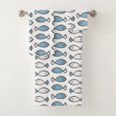 Summer Zee Blue White Fishtern Bad Handdoek (Insitu)