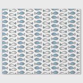 Summer Zee Blue White Fishtern Cadeaupapier (Vlak)