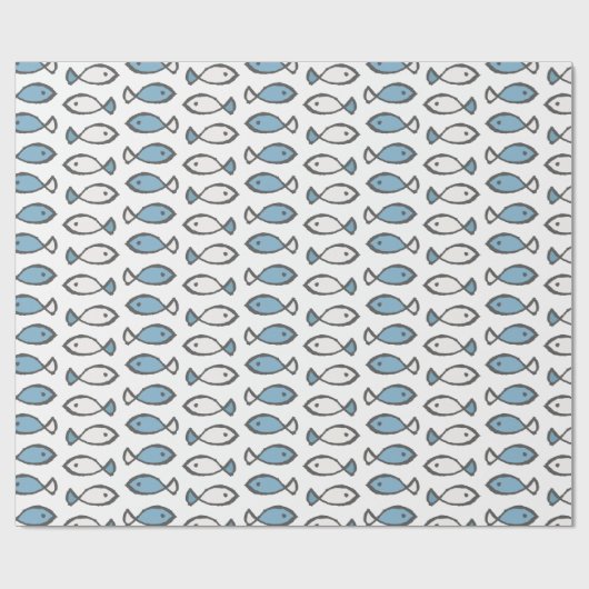 Summer Zee Blue White Fishtern Cadeaupapier (Vlak)
