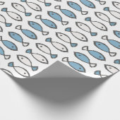 Summer Zee Blue White Fishtern Cadeaupapier (Hoek)