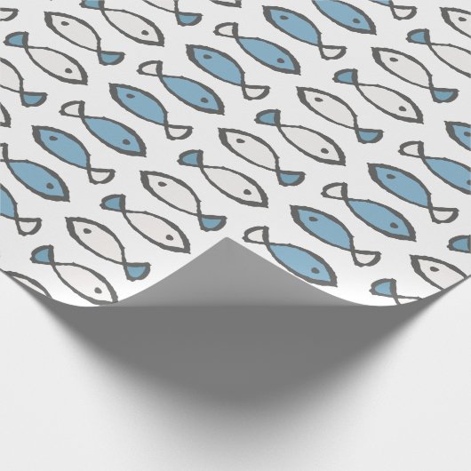 Summer Zee Blue White Fishtern Cadeaupapier (Hoek)