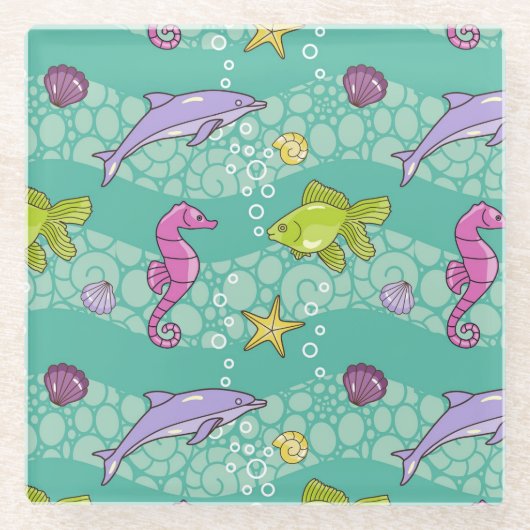 Summer Zee Pattern Glazen Onderzetter (Voorkant)