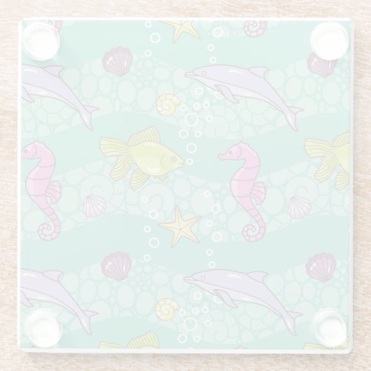 Summer Zee Pattern Glazen Onderzetter (Achterkant)