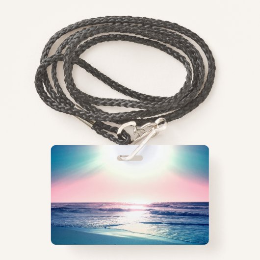 Summer Zee Sunset Tropical Beach Foto Badge (Voorkant met draagriem)