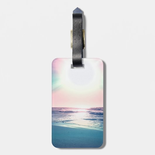 Summer Zee Sunset Tropical Beach Foto Bagagelabel (Achterkant verticaal)